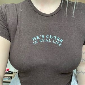 Lonely Ghost “He’s Cuter in Real Life” Cropped Tee